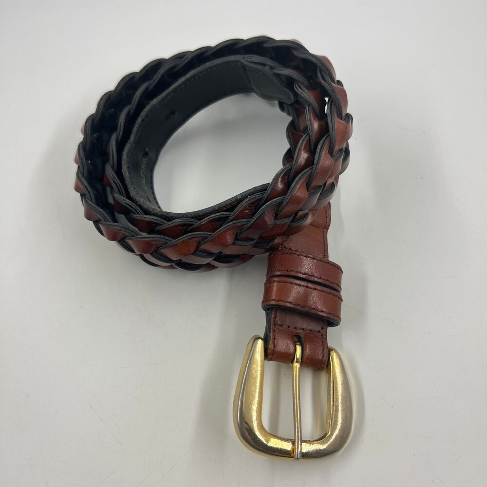 Talbots Woven Calfskin Belt 34”-36” Women’s Size M/L Brown Preppy Closet Staple